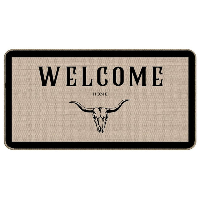 TopXmai Western Bull Skull Welcome Home Door Mat 17 x 30,Western Cow Skull Farmhouse Home Decor Door Mat,Western Doormats for Outdoor Entrance Home Indoor,Western Decor for Home,Western Home Decor