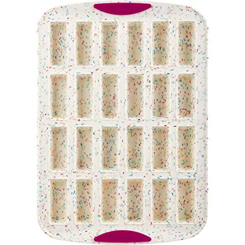 Trudeau 24 Slot Mini Bar Pan Silicone Bakeware, Confetti White