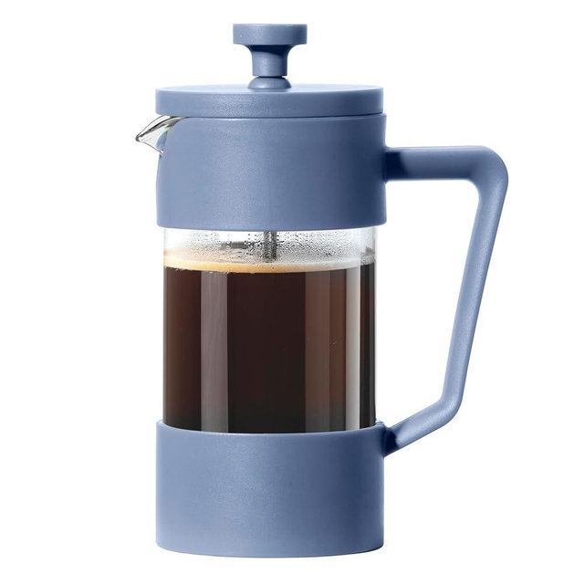 Oggi French Press Coffee Maker (12oz)- Borosilicate Glass, Coffee Press, Single Cup French Press, 3 cup Capacity, Blue