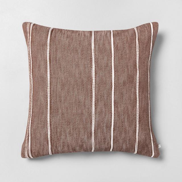 24" x 24" Stripe Pattern Oversized Decor Pillow Pumpkin Brown - Hearth & Hand™ with Magnolia