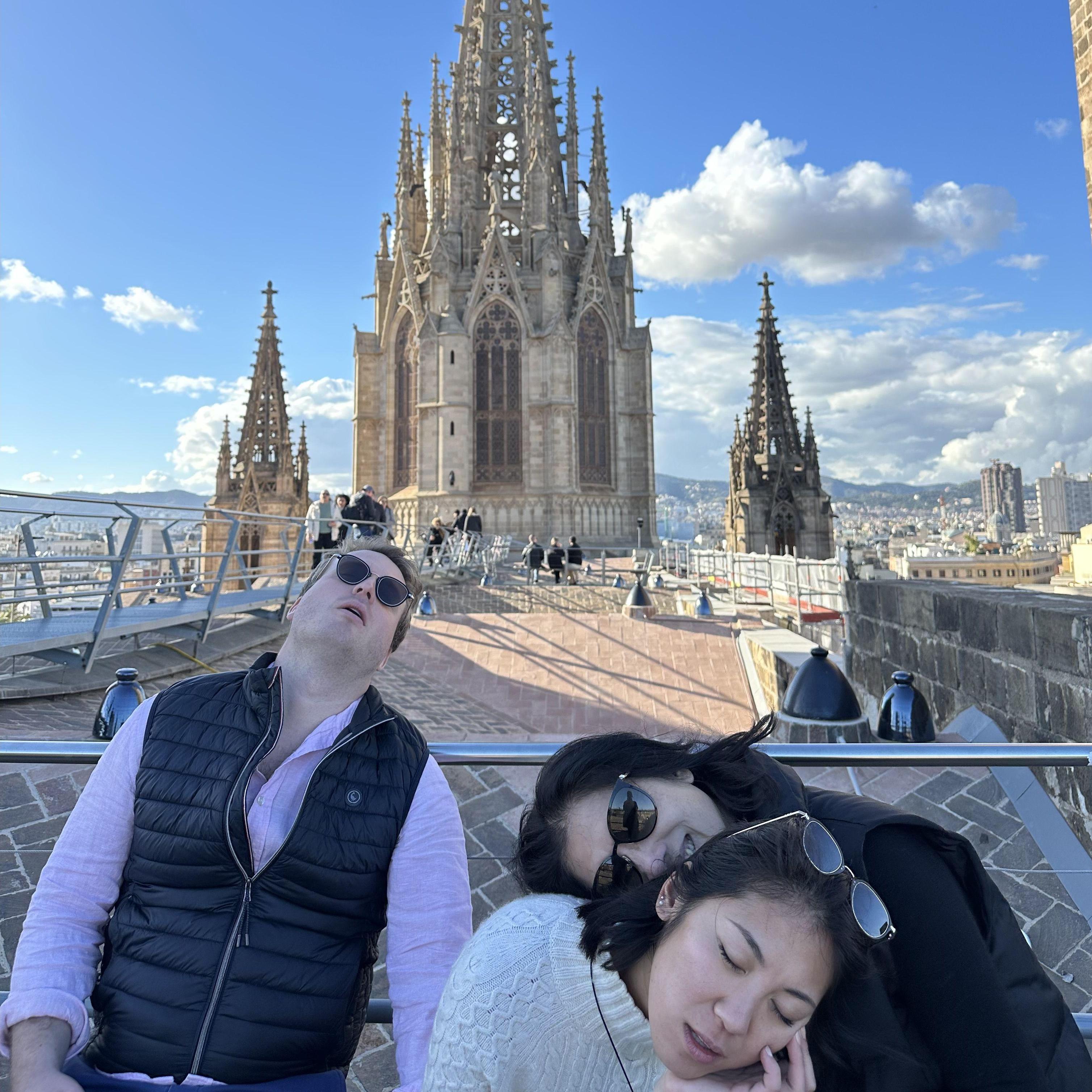 Cathedral of Barcelona, Spain - 2025 : Goofing around with family