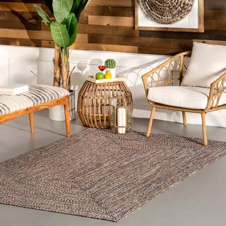 Dark Blue Handmade Braided Indoor/Outdoor Area Rug
