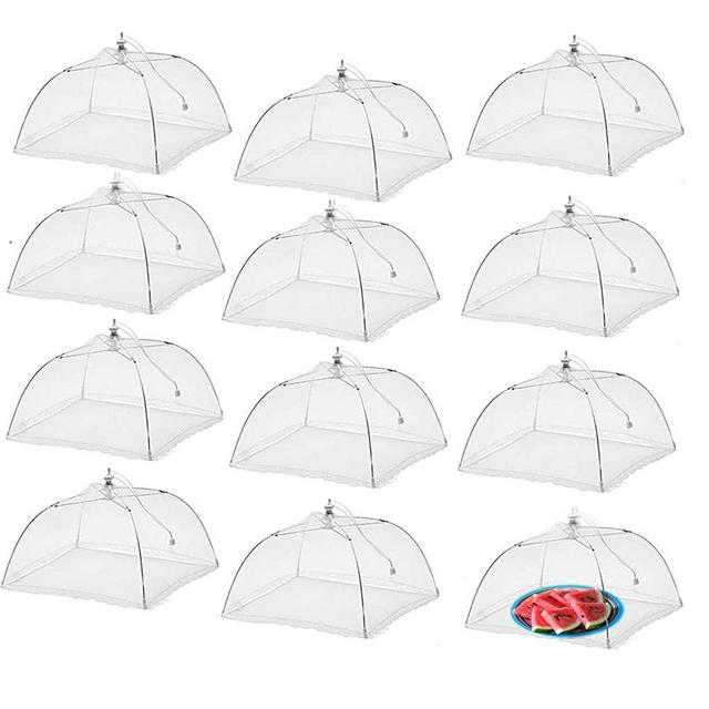 Simply Genius (12 pack) Large and Tall 17x17 Pop-Up Mesh Food Covers Tent Umbrella for Outdoors, Screen Tents Protectors For Bugs, Reusable and Collapsible