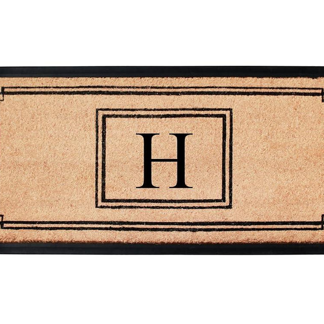 A1HC Natural Coir Monogrammed Doormat for Outdoor Entrance, Heavy Duty, Low Profile, Anti-Shed Treated Front Door Mat, Easy to Clean, Long Lasting Entryway Doormats - 24"x48"