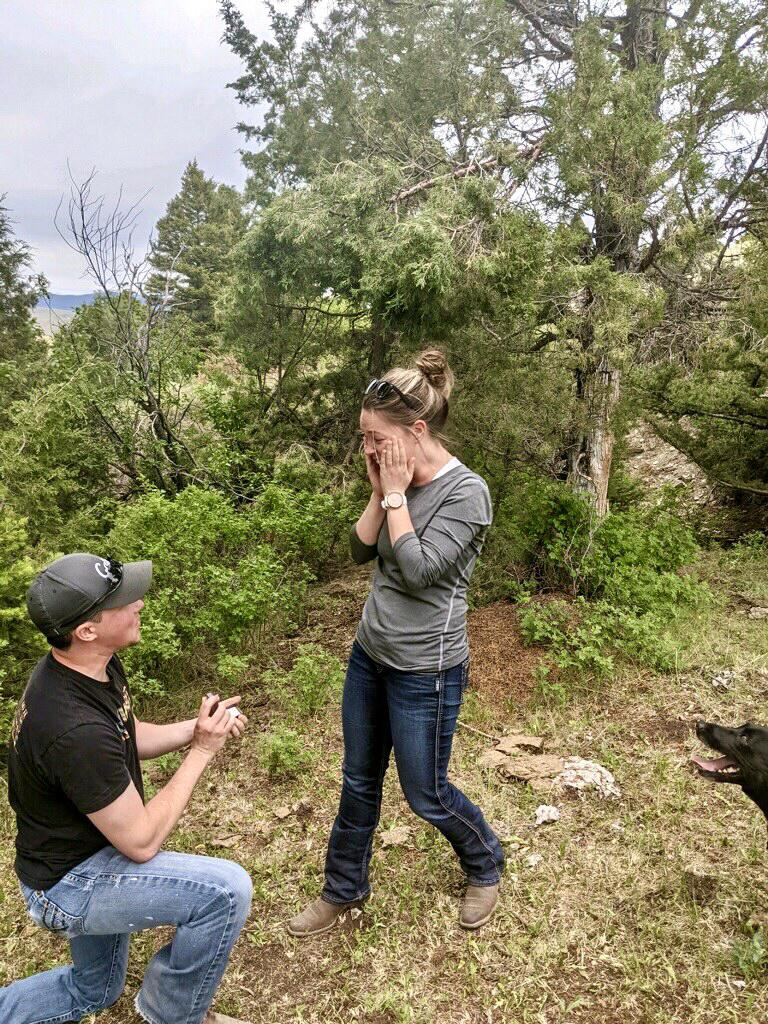 We are getting married! (Barley in the corner is our favorite part of this photo)