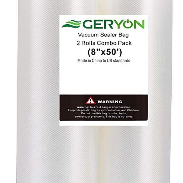 GERYON Vacuum Sealer Rolls,2 Packs 8" x 50' Food Vacuum Sealer Bags Rolls for Food Preservation Work with All Geryon Food Sealer Machine