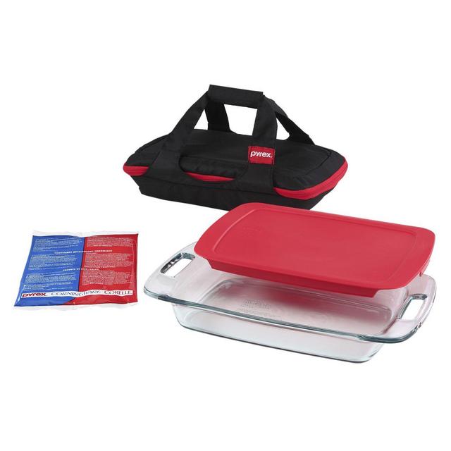 Pyrex® 4-piece Portables Set with Black Bag and Red Lid
