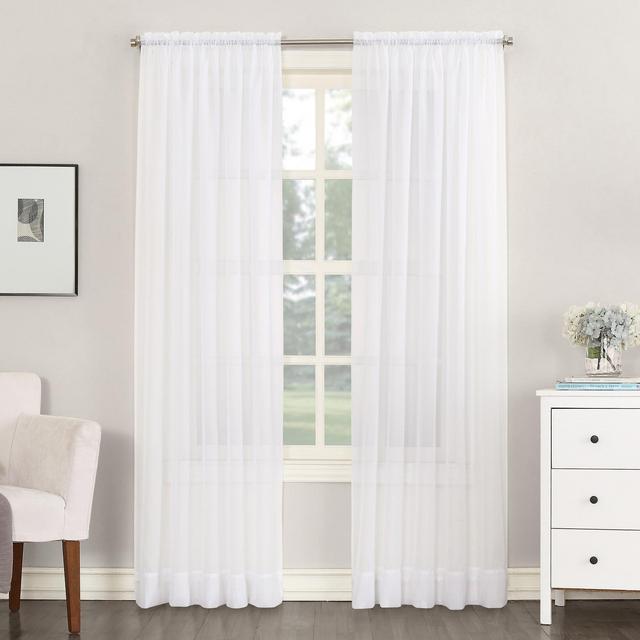 63"x59" Emily Sheer Voile Rod Pocket Curtain Panel White - No. 918