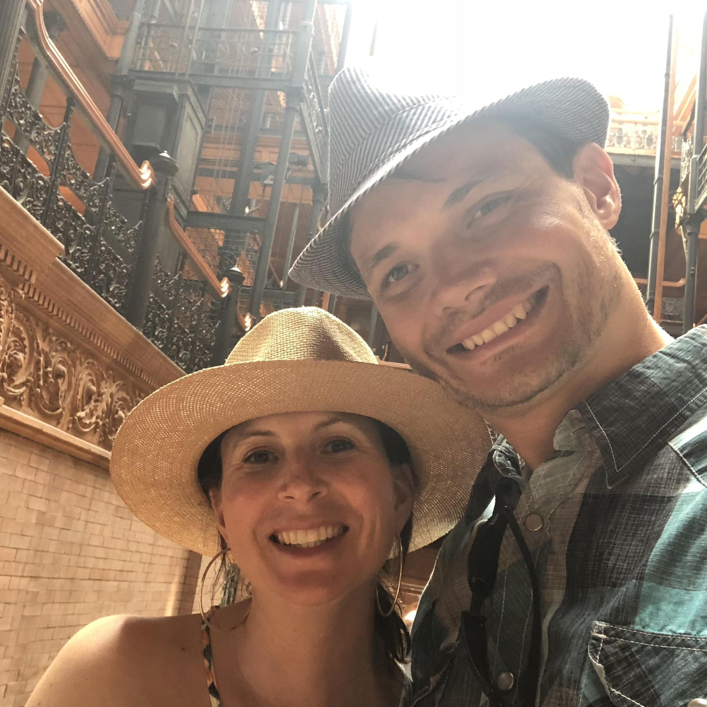 Early in our dating at the Bradbury building in LA. July 2018