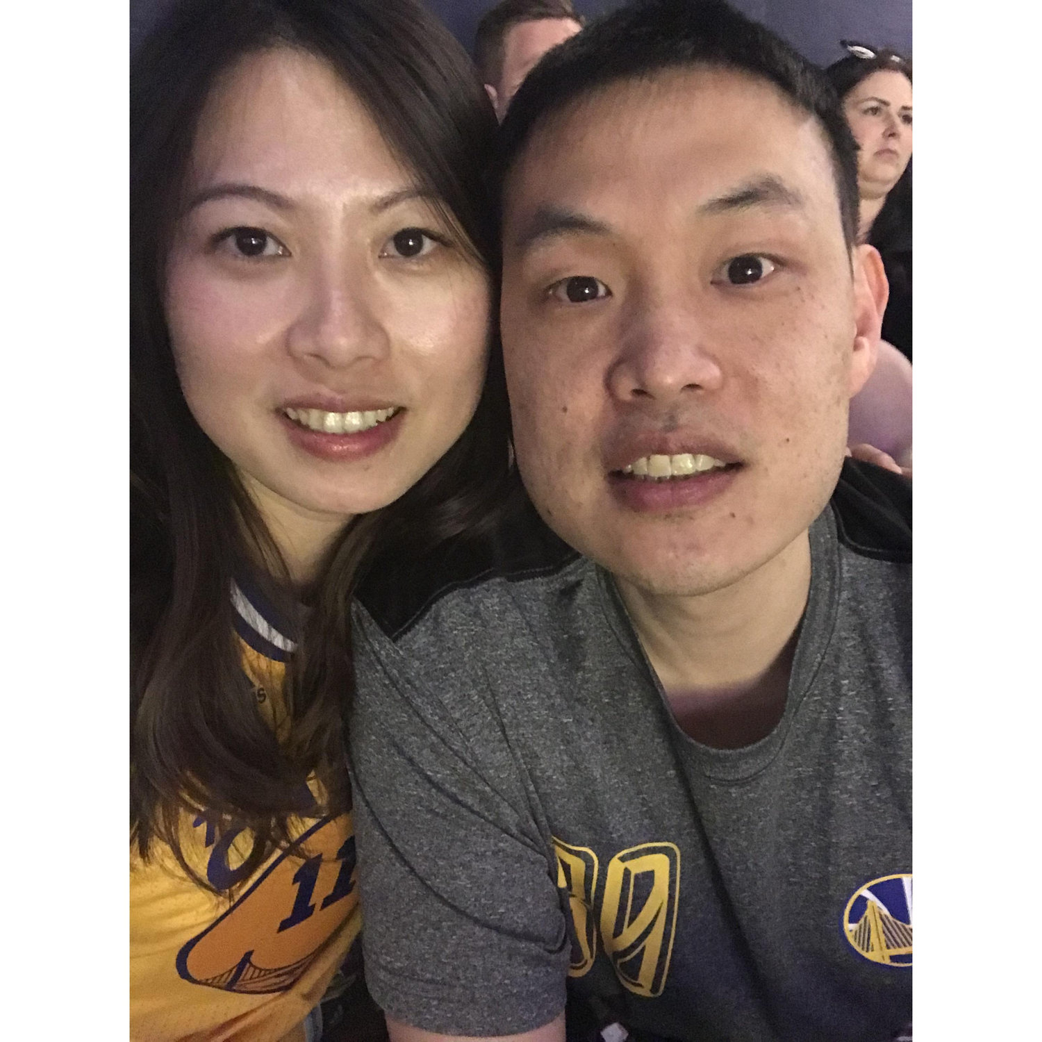 At the Warriors game! Debby was rooting for the other team though