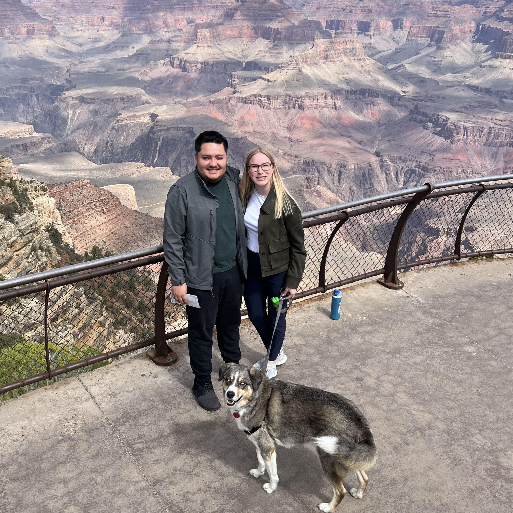 A stop along our summer roadtrip from Atlanta to San Fransisco at the Grand Canyon! (with Ollie :) )