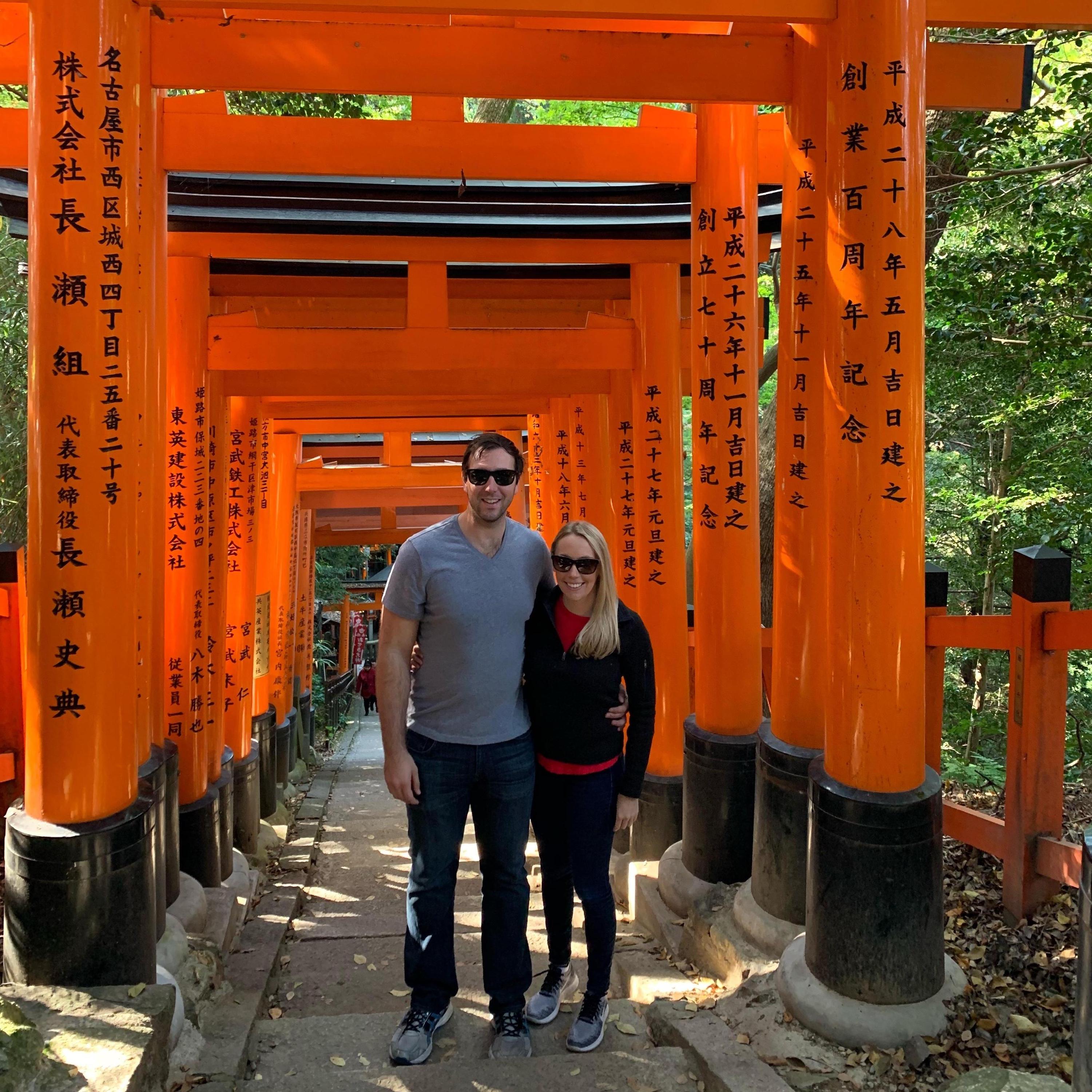 11.25.18 - Kyoto, Japan - Hustling to snap a photo with no other tourists in the background at the famous Fushimi Inari Shrine