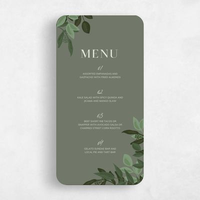 Green Rounded Wedding Menu - Summerlin