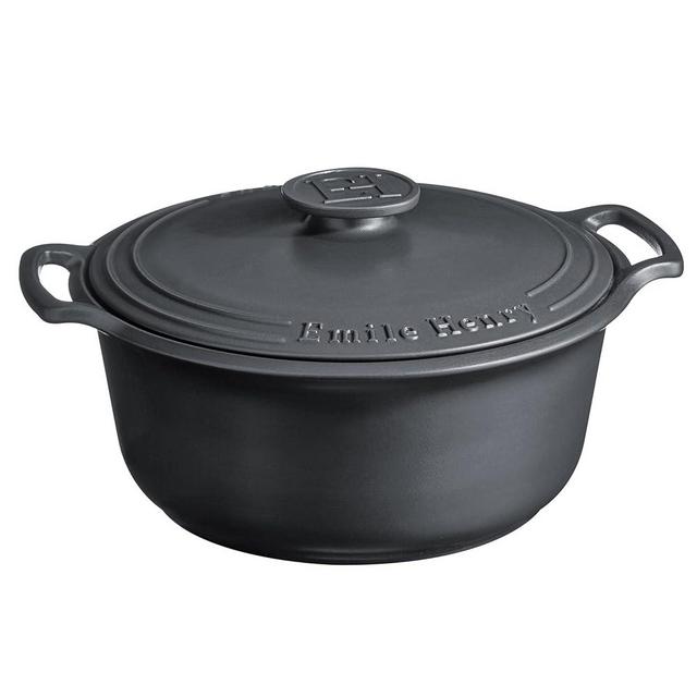Emile Henry Made in France SUBLIME Ceramic 6 qt. Round Dutch Oven, Graphite