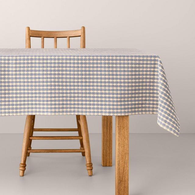 60"x84" Textured Gingham Tablecloth Blue/Natural - Hearth & Hand™ with Magnolia