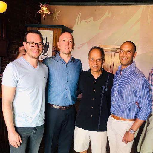 Left Bank. 35th bday party for Jason Kale and I. David, Dan Sutherland, Jay Kale, Jason Kale.