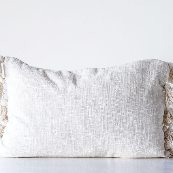 Storied Home Woven Cotton Slub Lumbar Pillow - Thumbnail 4