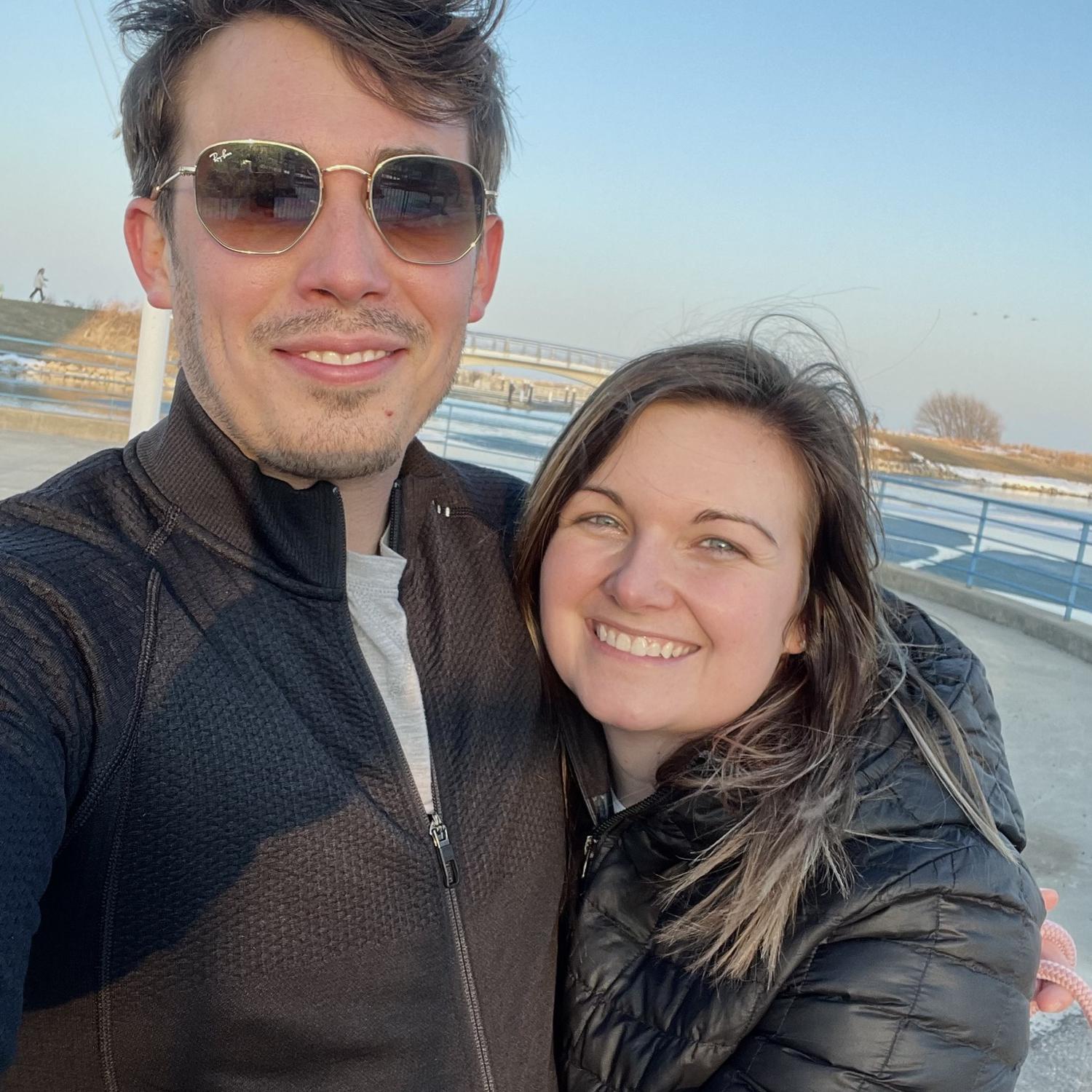 Our first picture together!
We would often go for walks with Ashley's dog at Lakeshore park  in downtown Milwaukee when Ashley lived there.