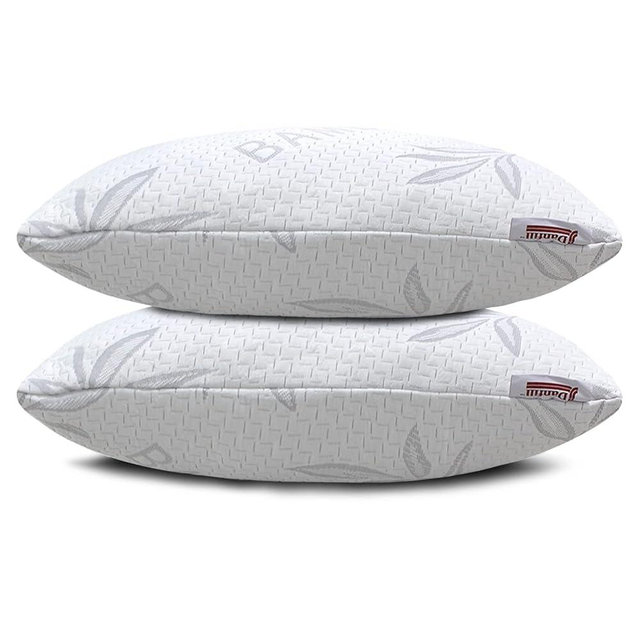 JJDANFILL Rayon Derived from Bamboo Pillow Standard Size Set of 2 - Machine Washable Bed Pillows for Sleeping for Back, Stomach and Side Sleeper - Firm Shredded Memory Foam Pillows 20 * 26in