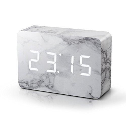 Gingko Brick Marble Click Clock - White LED