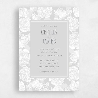 Moon Mist, Grey Wedding Invitation - Corisande Portrait