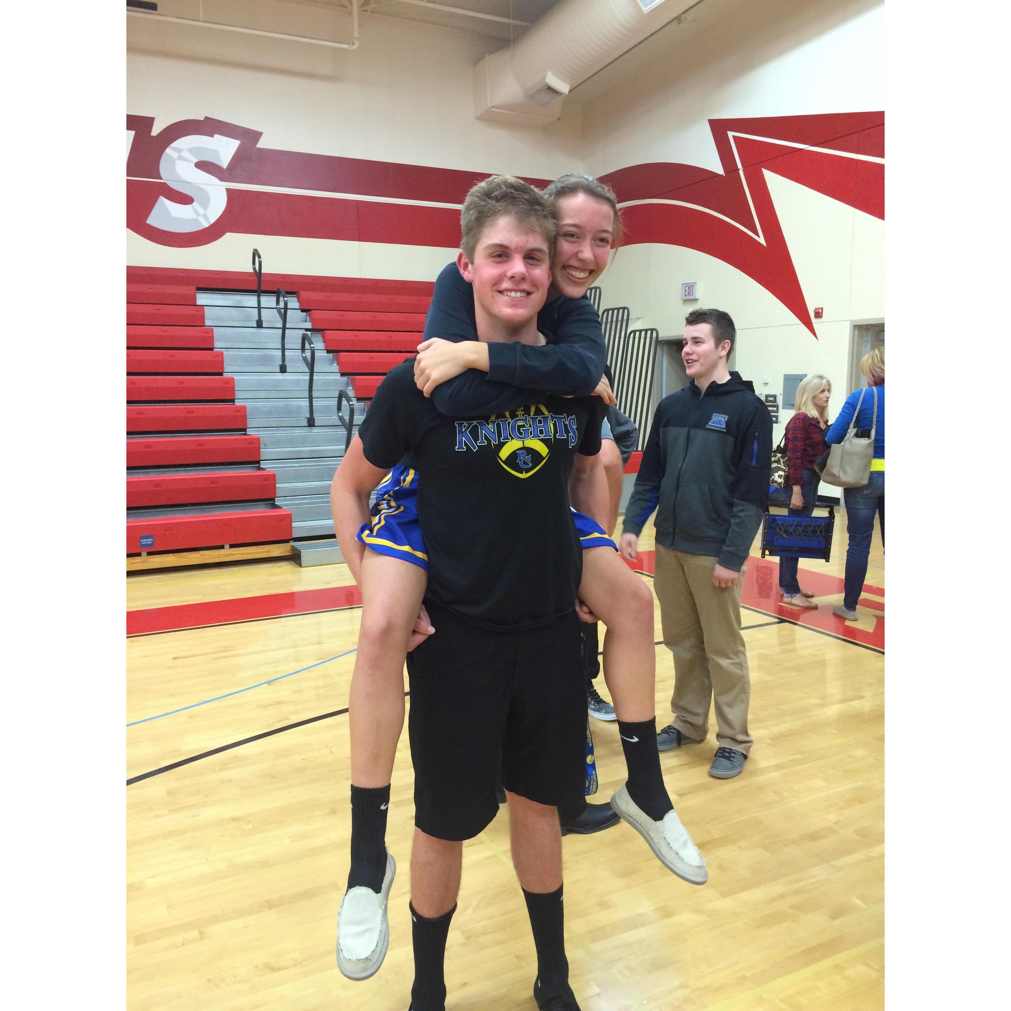 Basketball games were more fun when we both played the same night!