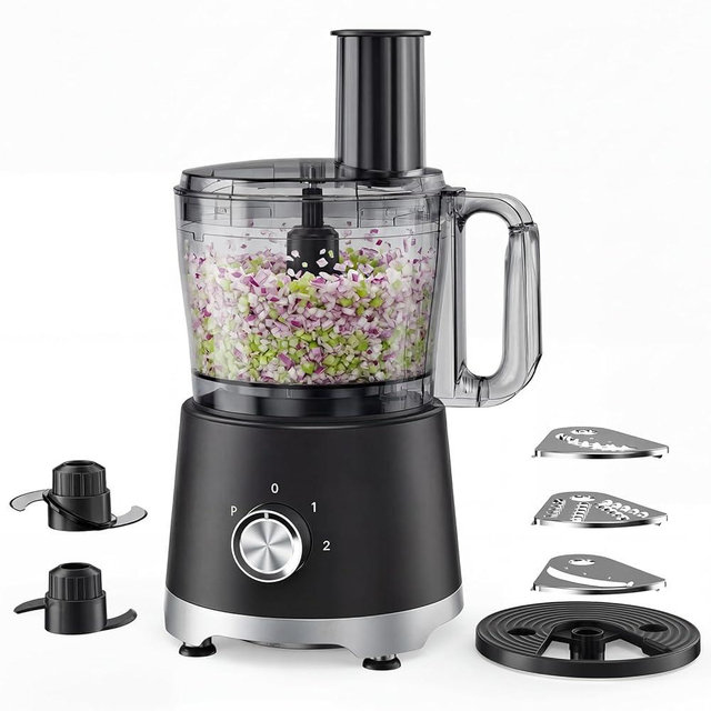 OLIXIS Food Processor 10.5 Cups, 600W Powerful Food processors with 5 Blades, Dishwasher Safe Meat Grinder for Slicing, Shredding, Chopping, Kneading, for Meat, Vegetables, Fruit, Dough