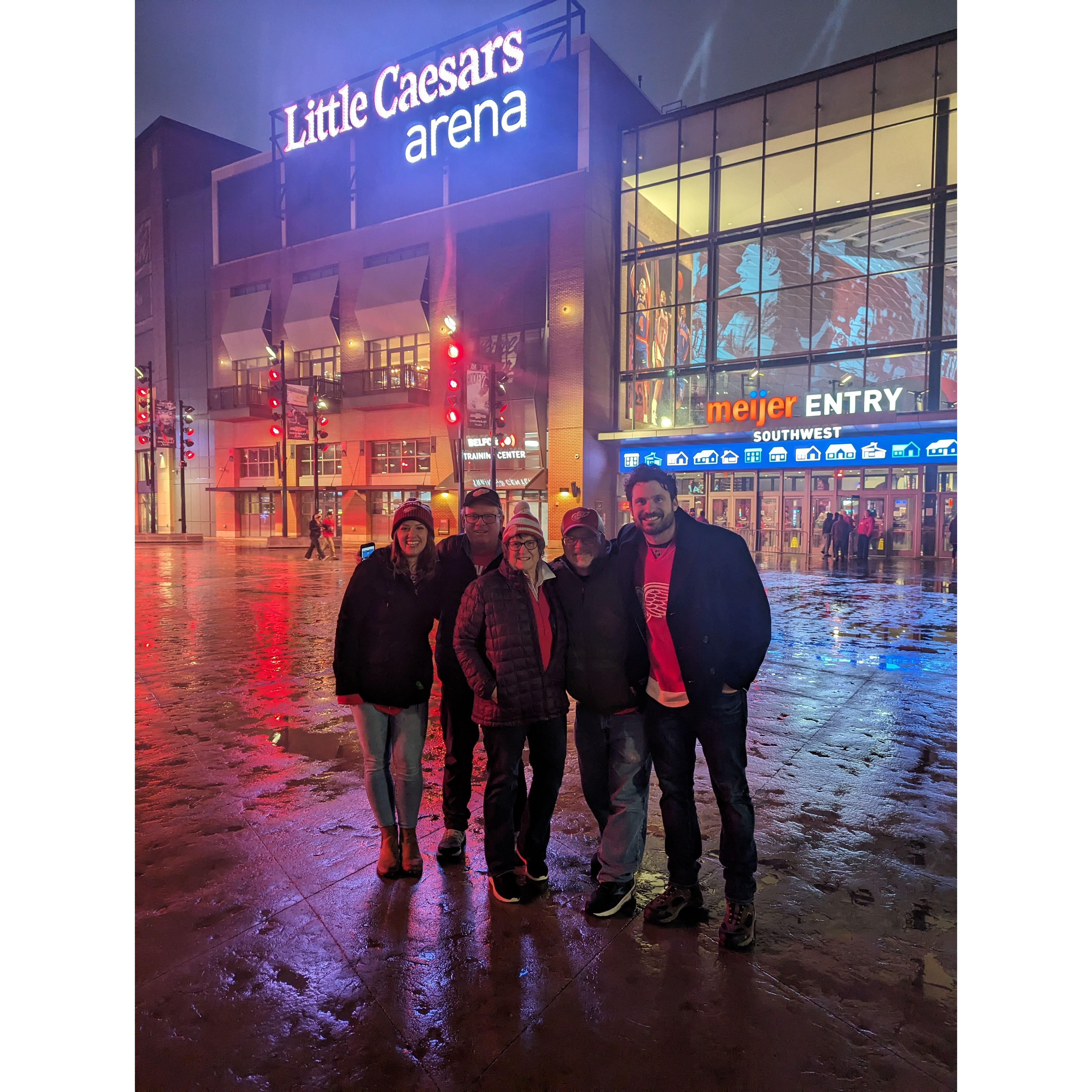 The Bences about to see the Red Wings destroy the Predators in overtime. December 2023.