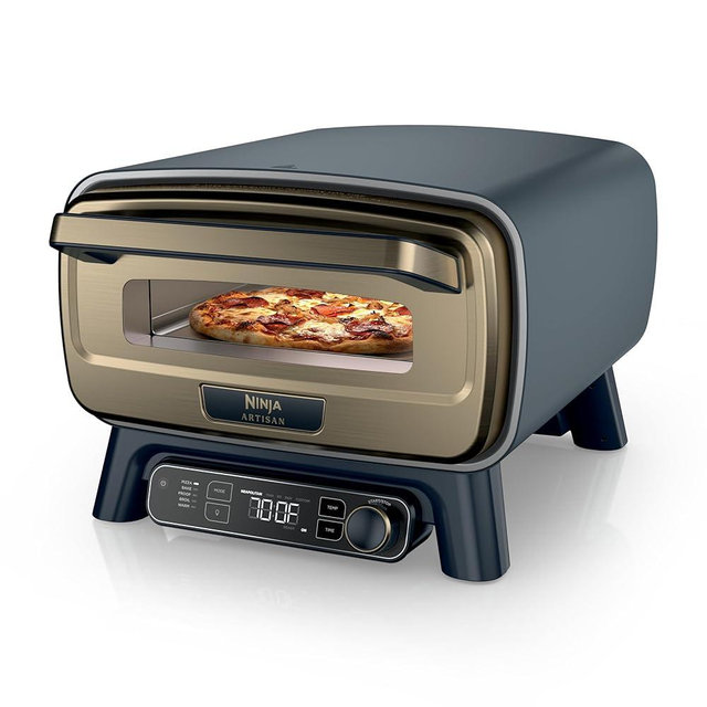 Ninja Artisan Outdoor Pizza Oven, 12-inch, 3-minute Pizza, Neapolitan, Thin Crust, New York Chicago, Custom, 700F Max Temperature, Electric Heat, Bake, Broil, Proof, Warm, Blue, MO201BL1