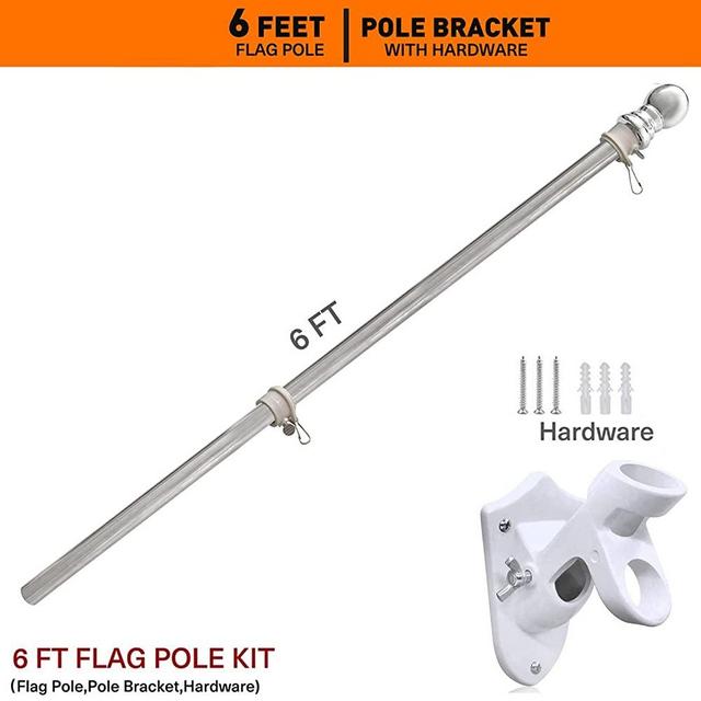 diig 6.2FT Flag Pole Kit,Stainless Steel Heavy Duty Flagpole and Flag Mounting Bracket, Rustproof for Outdoor Garden Roof Walls Yard Truck(Give Away Bracket)
