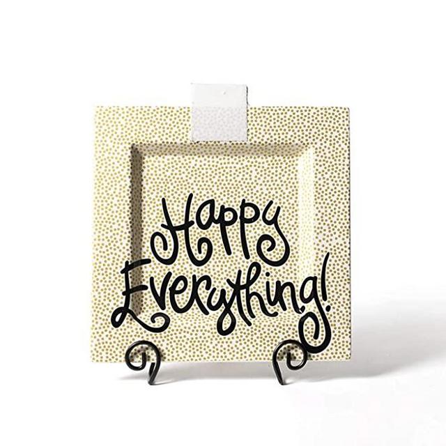 Happy Everything! Big Square Serving Platter (Gold Small Dot)
