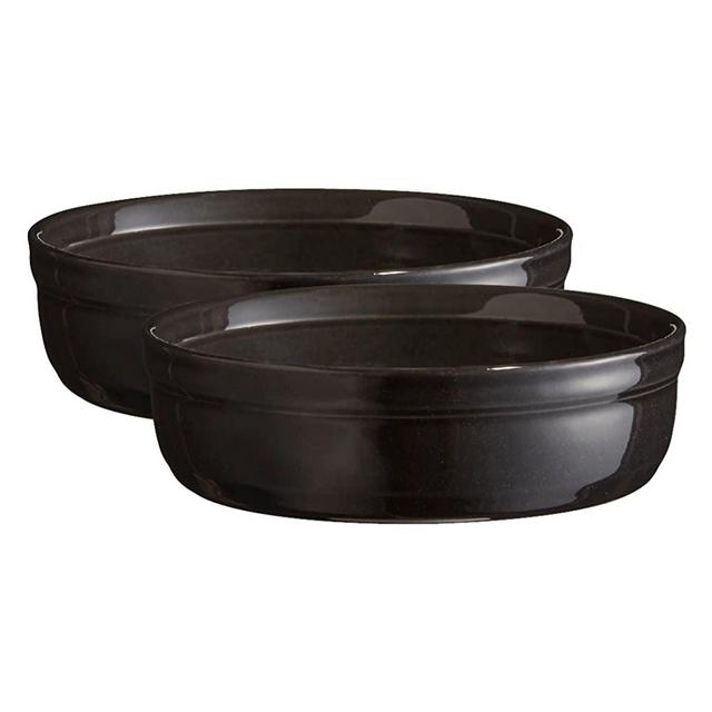 Emile Henry Made in France 8.5 oz Creme Brulee (Set of 2), 5" by 1.5", Charcoal