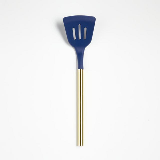 Wyn Blue Silicone Turner with Brass Handle