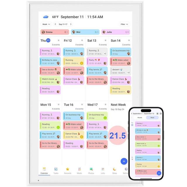 Digital Calendar, 21.5 Inch Smart Wall Calendar & 2026 Planner & Chore Chart, Gifts for Women Men, Christmas Gifts for Mom Dad, Touchscreen Interactive Display, Wall Mount