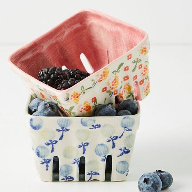 Floral Ceramic Berry Basket