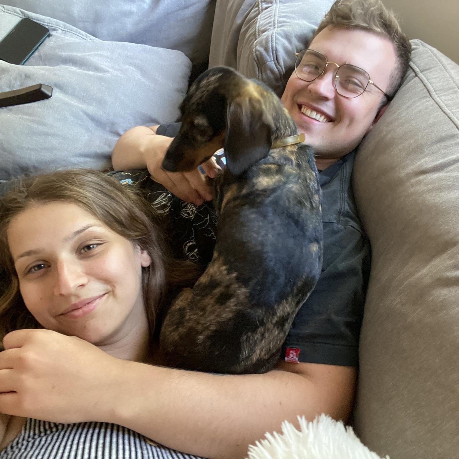 First family picture. Jake, Nataliya and Milka (their precious dog aka daughter) relaxing.