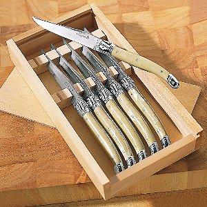 Jean Dubost Laguiole 6-Piece Steak Knives (Pearlized Ivory)