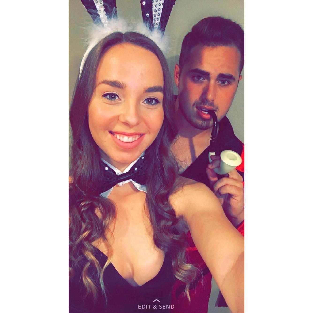 Hugh Hefner and his Playboy Bunny! #Halloween