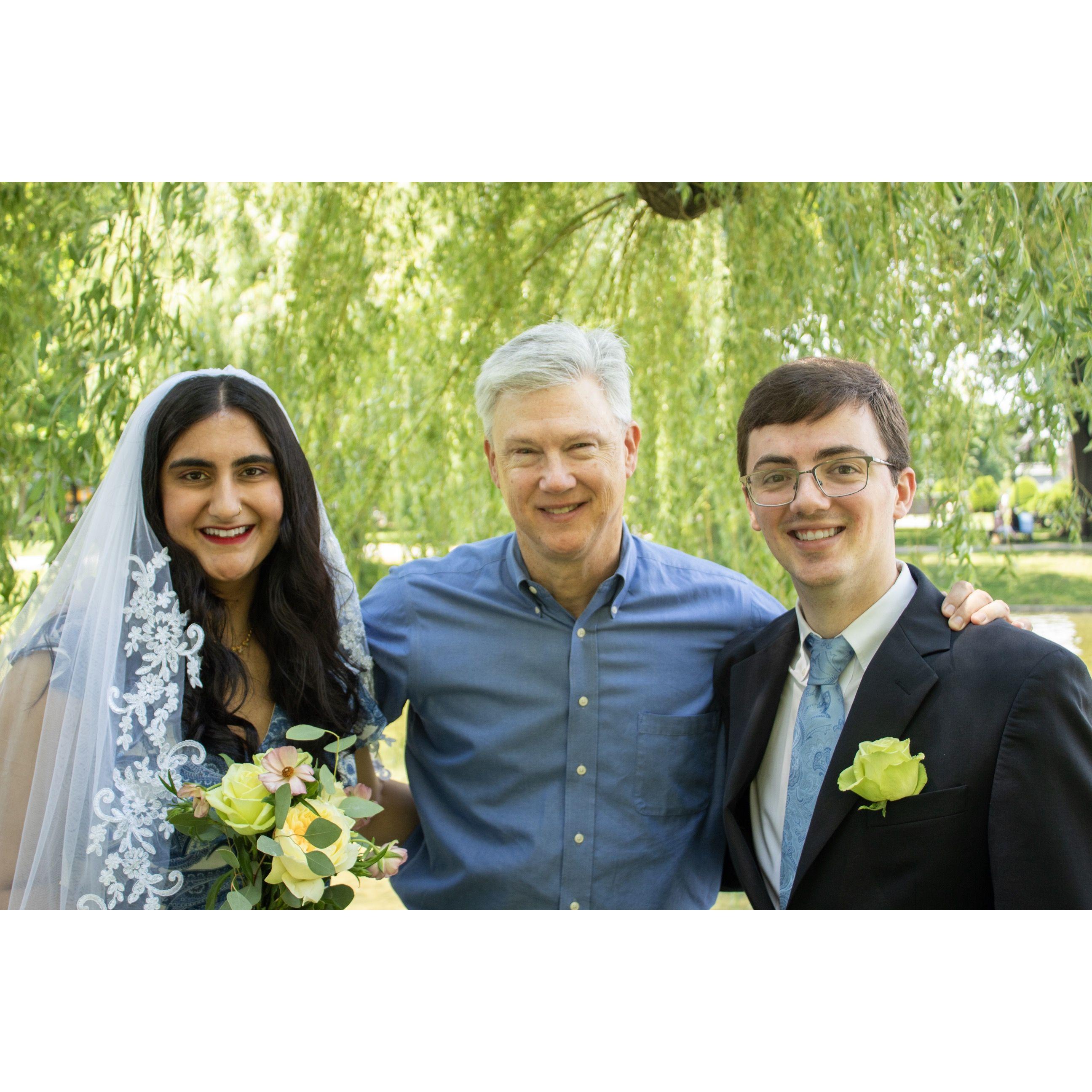 From our legal wedding in Massachusetts on June 17, officiated by Kyle's father, Tom.