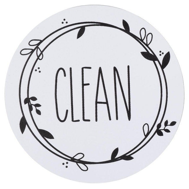 Unique Bargains Round Dirty Clean Dishwasher Refrigerator Kitchen Organization Sign Magnet 3.5 inch 1 Pc Black White