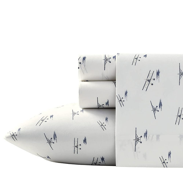 Eddie Bauer Home | Percale Collection Sheet Set-100% Cotton, Crisp & Cool, Lightweight & Moisture-Wicking Bedding, Queen, Sea Planes