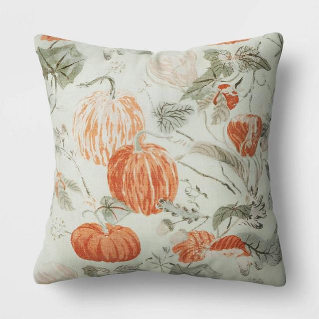 Pumpkin Square Throw Pillow Green/Orange - Threshold™