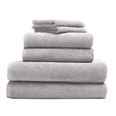 Coyuchi 1019018 6 Piece Organic Air Weight Towel Set, Fog