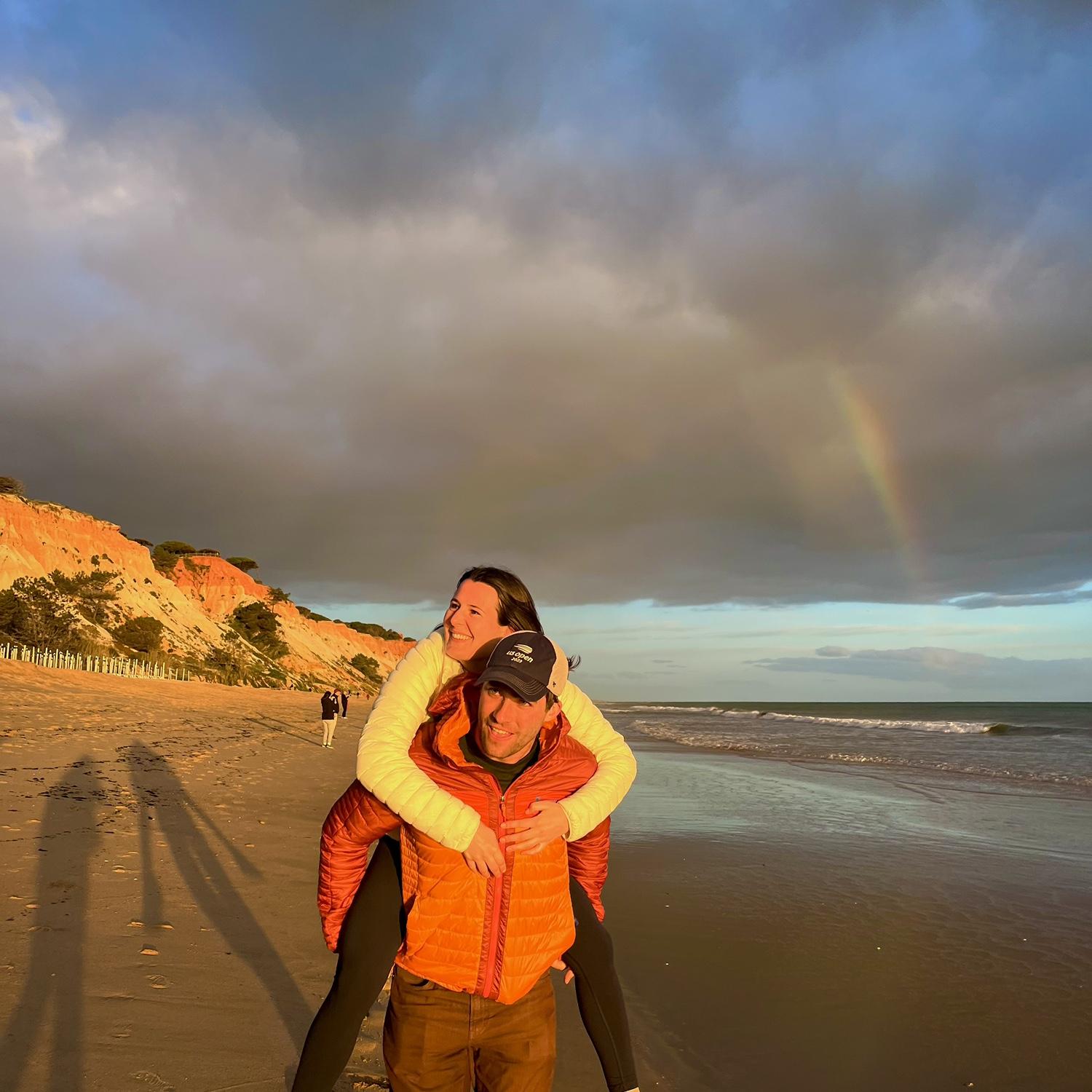 Sunset beach walk in Portugal