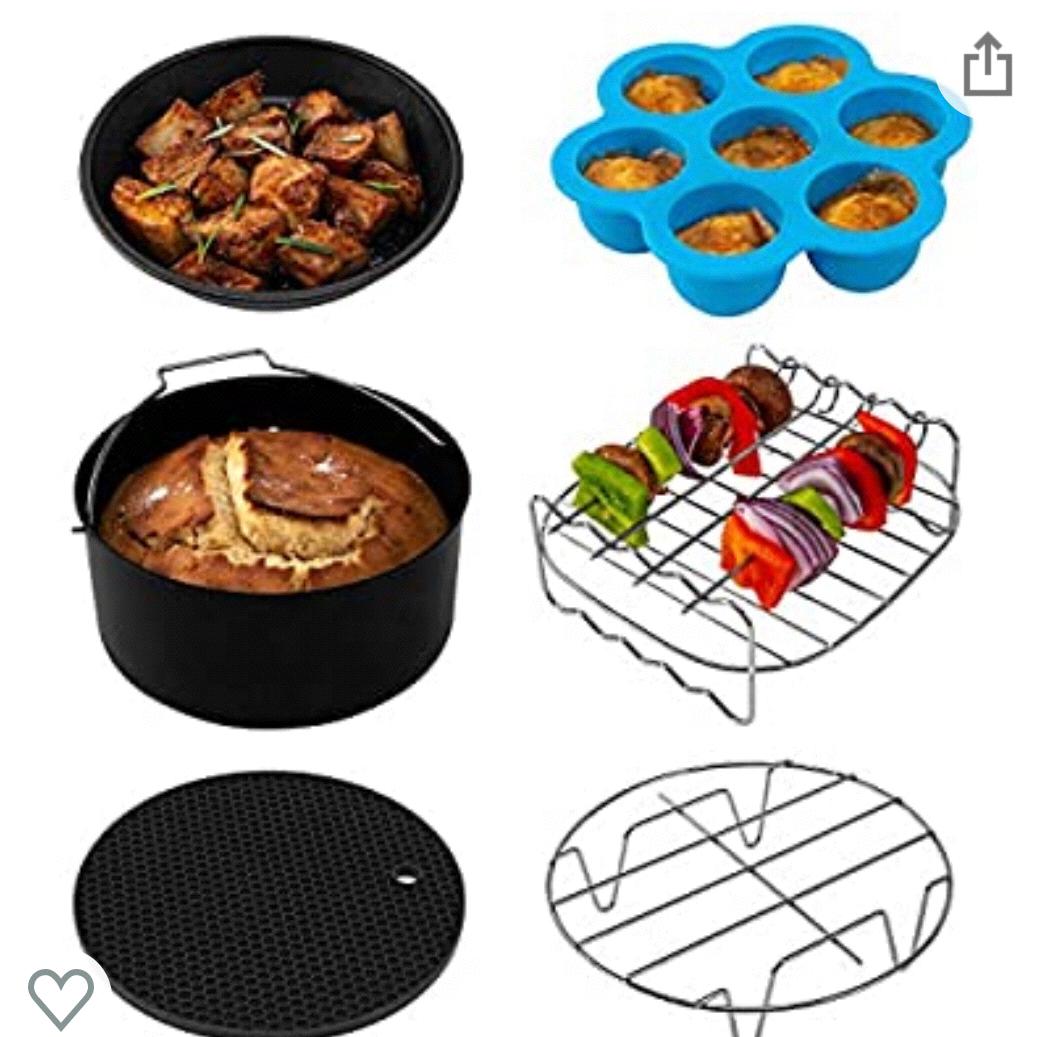 COSORI Accessories Set of 6 Fit all 3.7Qt, 4.2Qt Air Fryer, FDA Compliant, BPA Free, Dishwasher Safe, Nonstick Coating