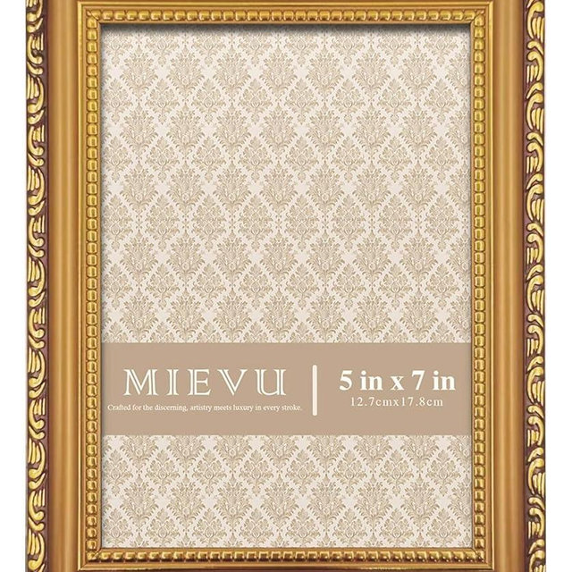 MIEVU 5×7in Picture Frame Gold, Picture Frames for Wall Hanging And Tabletop Display, Ornate Photo Frame for Poster,Vintage Frames,Christmas Frames,with Durable Plexiglass