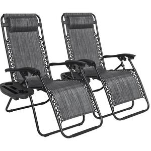Best Choice Products Set of 2 Adjustable Zero Gravity Lounge Chair Recliners for Patio, Pool w/Cup Holders - Gray