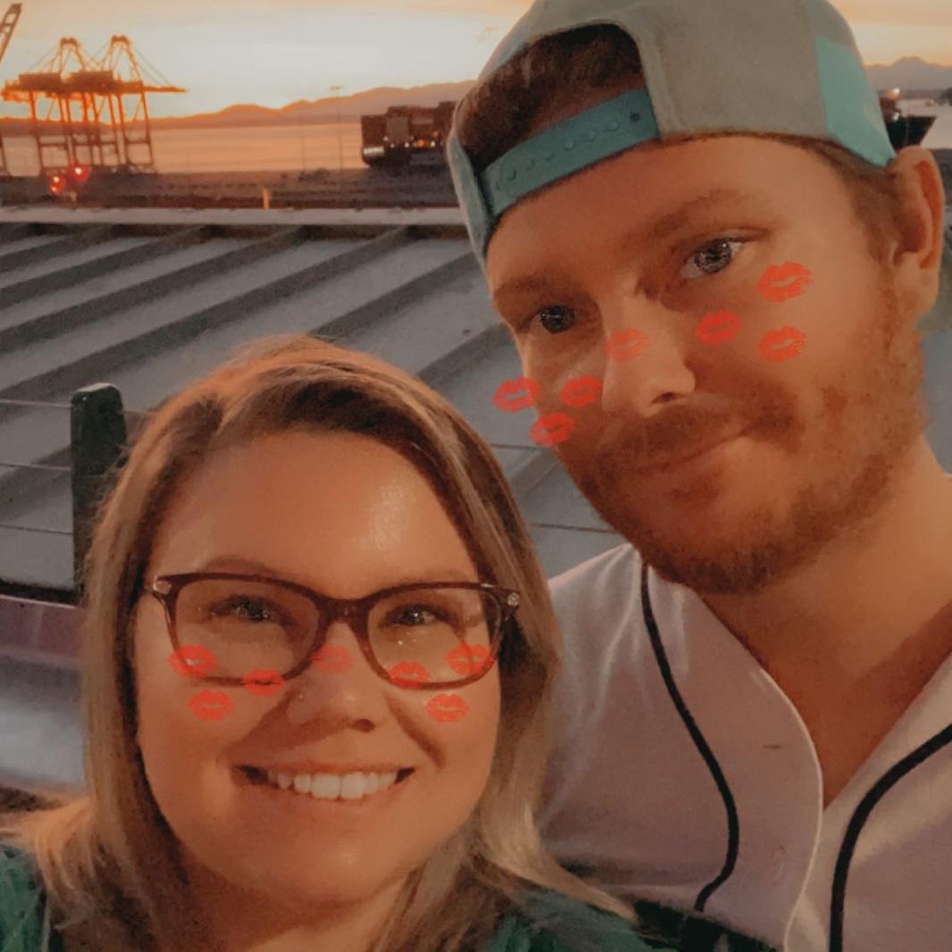 Kevin loves the Mariners, at T-Mobile Park at sunset. Fall 2021