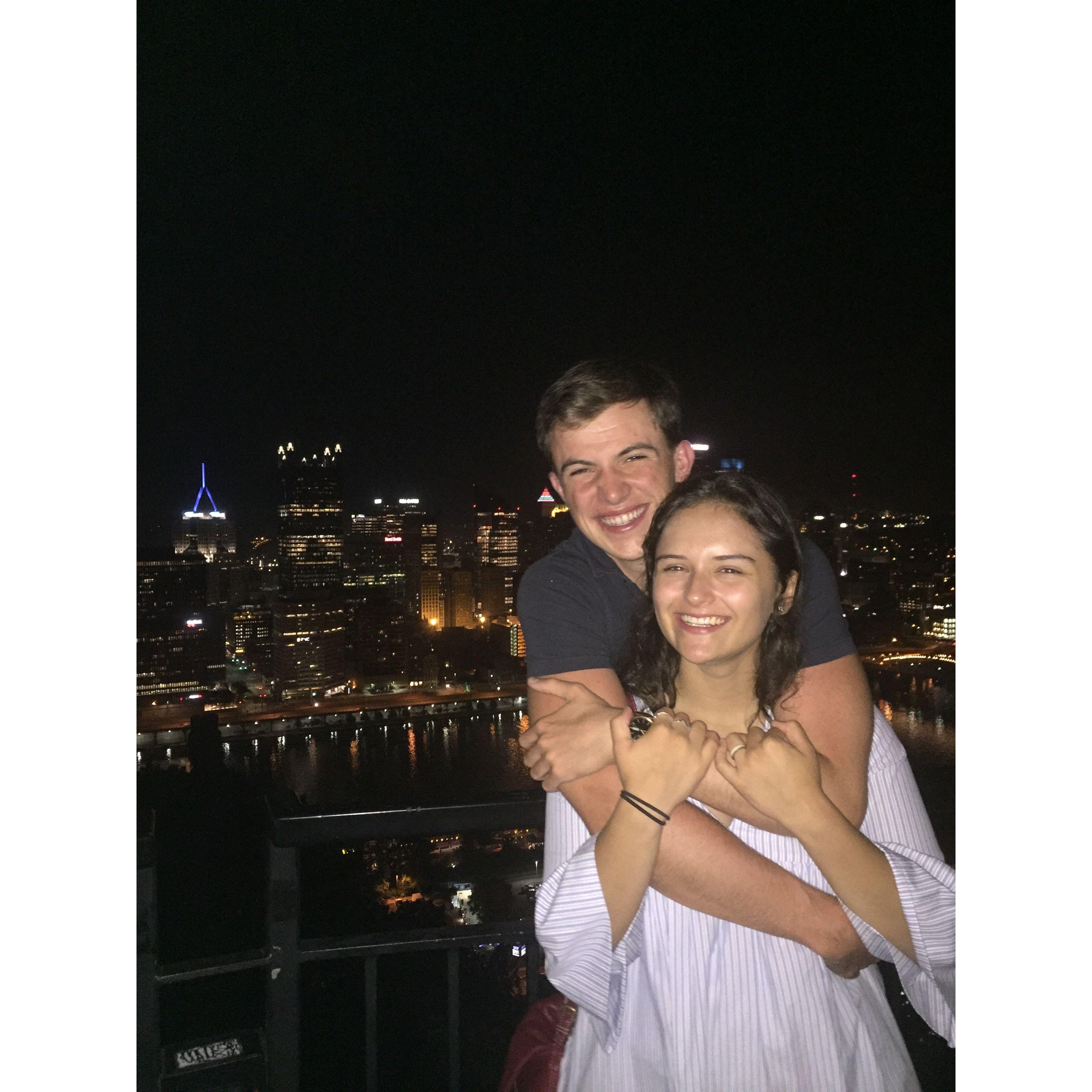 Juli's first trip to Pittsburgh! (Wedding guests might be able to recreate this photo themselves in Mount Washington, just outside the church!)