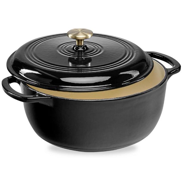 Best Choice Products 6 Quart Enamel Cast-Iron Dutch Oven, Heavy-Duty Cookware w/ Dual Handles, Lid - Black Licorice